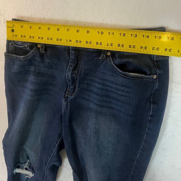 KanCan Skinny Blue Jeans Women Junior 13/30 Zip Ankle Ripped Knees Stretch Denim - Picture 9 of 12